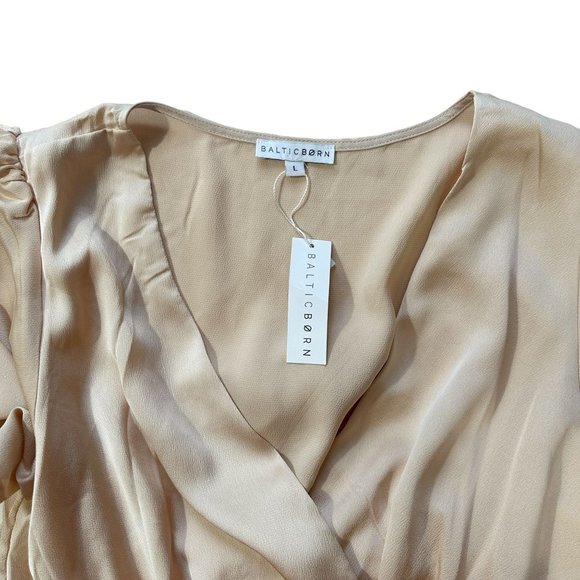 NWT Baltic Born LARGE Kensington Ballet Pink Satin Short Sleeve Belt Wrap Dress - Picture 6 of 7